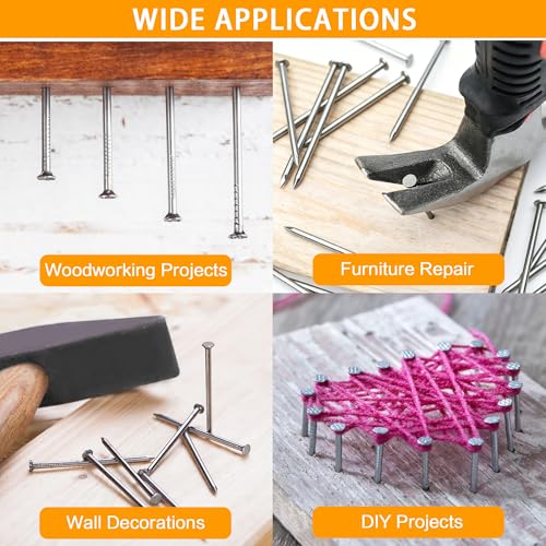 460pcs Hardware Nails Assortment Kit, Stainless Steel 304 Nails Kit, Wall Nails Kit,5 Size Picture Hanging Nails, Wood Nails, Finishing Nails(0.5inch,1inch,1.5inch,2inch,3inch) - size: 460pcs Nails Kit