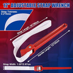 NYXOVA 12" Adjustable Strap Wrench, Heavy Duty Nylon Pipe Wrench