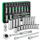 SK 1/4" Drive Socket Set with 160-P Ratchet, SAE, CR-V Steel