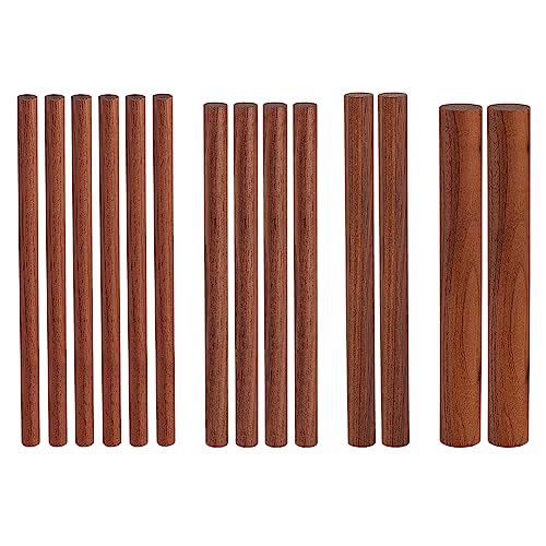 OLYCRFAT 14 Pcs 4 Size Walnut Dowel Rods 6 Inch Length Dowel Rods Wood Sticks Unfinished Round Sticks Wooden Carving Blocks Waxed Wooden Sticks for Building Model Material DIY Craft - Coconut Brown - color: Round - Walnut Wood