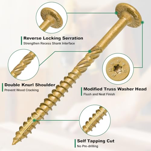 8 Inch Heavy-Duty Outdoor Deck Screws - size: #14 x 8"