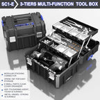 AIRAJ 5 Tier Stackable Tool Box with Wheels, Rolling Tool Box Organizer