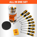 HORUSDY 11-Pieces Magnetic Screw driver, Magnetic 5 Phillips and 5 Flat Head Tips for Fastening and Loosening Seized - style: 11-Pieces Magnetic Screw driver