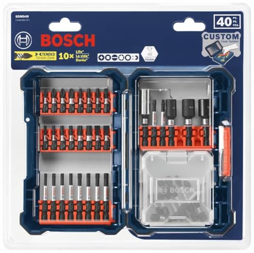 BOSCH SDMS40 40-Piece Assorted Impact Tough Screwdriving Custom Case System Set for Screwdriving Applications - size: 40-Piece Set, style: Screwdriving