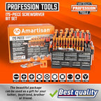 Amartisan 175-piece Magnetic Screwdrivers Set Plastic Racking, DIY Tools Set Tools for Men Tools Gift, Includs Precision screwdriver, Magnetizer, Key Set, Nut Driver and Bit Set - style: 175-piece Screwdrivers Set