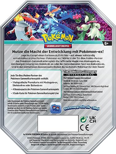 Pokémon - Trading Card Game: Tin-Box Paldea Partner: Maskagato-ex (1 Holographic Promo Card & 4 Booster Packs)