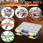 Small Parts Organizer 2Pack Storage Case Tools Box 34-Compartments - color: Yellow