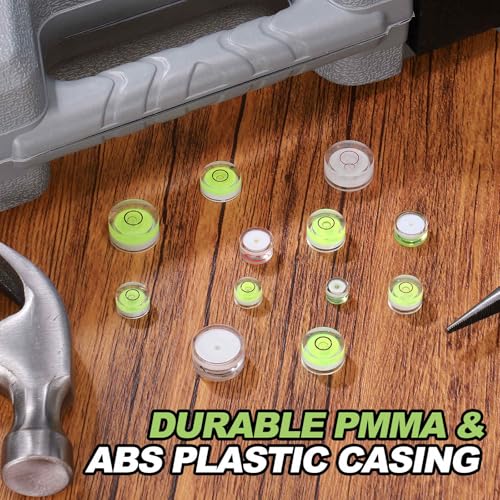 5pcs Round Bubble Level 10x6mm - Mini Circular Bullseye Spirit Levels Measuring Layout Tools for Leveling Camera/Tripod/Telescope/Workshop/Turntable/Pictures Frame, Green