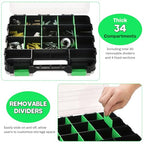Small Parts Organizer 2Pack Storage Case Tools Box 34-Compartments - color: Green