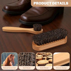 2 Pcs Horsehair Shine Shoes Brush Kit Polish Dauber Applicators Cleaning Leather Shoes Boots Care Brushes Suede Cleaner Brush(Wooden Style F) - style: Wooden Style F