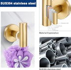 5 Pieces Bathroom Hardware Accessories Set Brushed Gold, 24Inch Bathroom Towel Rack Set SUS304 Stainless Steel, Round Toilet Paper Holder with Shelf Heavy Duty, Wall Mounted - color: Brushed Gold, size: 5 Pieces 24" A