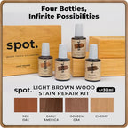 Light Brown Wood Stain Repair Kit, Brush-On Touch-Up Stain Bottles, Golden Oak, Early America, Cherry, Red Oak, Interior and Exterior Wood, 4 fl oz Total by spot. - color: Light Brown