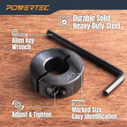 POWERTEC Drill Bit Stop Collar Set, 7 Piece Set Adjustable Drill Bit Depth Stopper with Allen Wrench, Bit Stop with Imperial System Size Markings - 1/8", 3/16", 1/4", 5/16", 3/8", 7/16", 1/2” (71491E) - style: 7PC Imperial Drill Stop Set (1/8"-1/2")