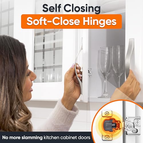 Decobasics 50 Pack Soft Close Cabinet Hinges – 5/8" Overlay for Kitchen Cabinet Doors, Face Frame Concealed Hidden Hinges – Stainless Steel, Self-Closing with 3-Way Adjustment & Slow Close Damper - size: 5/8 Inch