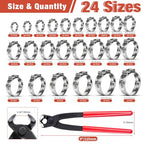 AKIHISA 666Pcs Single Ear Hose Clamps, 24 Sizes 5.3-34.6mm 304 Stainless Steel Ear Clamps Crimp Hose Clamps Cinch Rings Assortment Kit for Automotive, Pipe, Plumbing - size: 666Pcs (5.3-34.6mm)