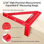8 inch 3D Multi-Angle Measuring Square Ruler, WT103C High Precision Hole Scribing Woodworking Tools, 0-90° Aluminum Alloy Carpenter Square with Stair Gauges, Carpenter Pencils 6 Refills. - color: 8 inch Square+Pencil+Stair Gauge, style: Imperial
