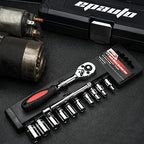 EPAuto 1/4-Inch Drive Socket Set with 72 Tooth Reversible, 12 Pieces - size: 12 Pieces