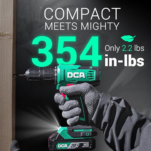 DCA 20V Cordless Hammer Drill, 354 In-lb Torque, 1/2" Keyless Chuck, 22500 IPM, 2 Variable Speeds, 18+1+1 Position, Power Impact drill (Battery and Charger not Include, tool only) ADJZ2035i13Z - style: 354 In-lb hammer drill(TOOL ONLY)