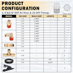CheeMuii 32 Pcs Brass DOT Air Line Fittings with 1/4" & 3/8" DOT Air Hoses - size: 2ROLL-35PCS