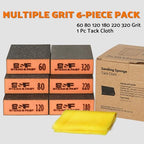 S&F STEAD & FAST Sanding Sponge 60 80 120 180 220 320 Grit 6 Pc, Tack Cloth