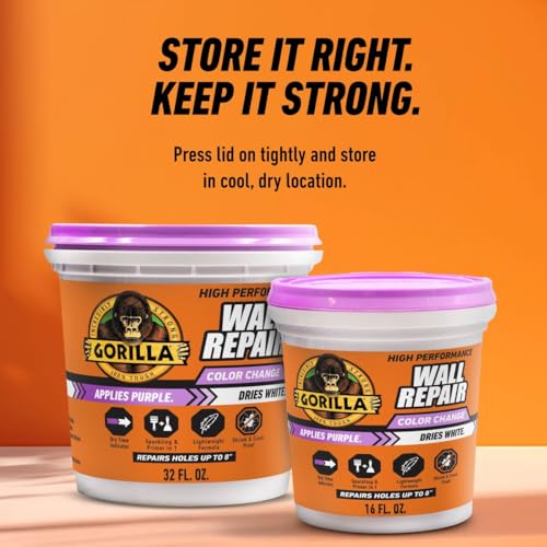 GORILLA High Performance Wall Repair, 32 oz Tub, Dries White - size: 32 Ounce (Pack of 1)