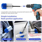 Wheel Brush, Soft Drill Wheel Cleaner Brush, Drill Brush for Car Wheel, No Scratches Highly Dense and Durable Car Wheel Brush Rim Tire Car Cleaning Brush for Wheels, Rims, Engines, Exhaust - color: Blue+white