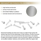 182 Pieces #6 x 3/8" 1/2" 5/8" 3/4" 1" Phillips Pan Head Self-Tapping Screws, Wood Screws Assortment Kit, 304 Stainless Steel - size: #6