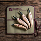 FLEXCUT Wood Carving Tools Set 4 Piece Carving Knife Set KN100, Whittling Knives Include Solid Ash Handle
