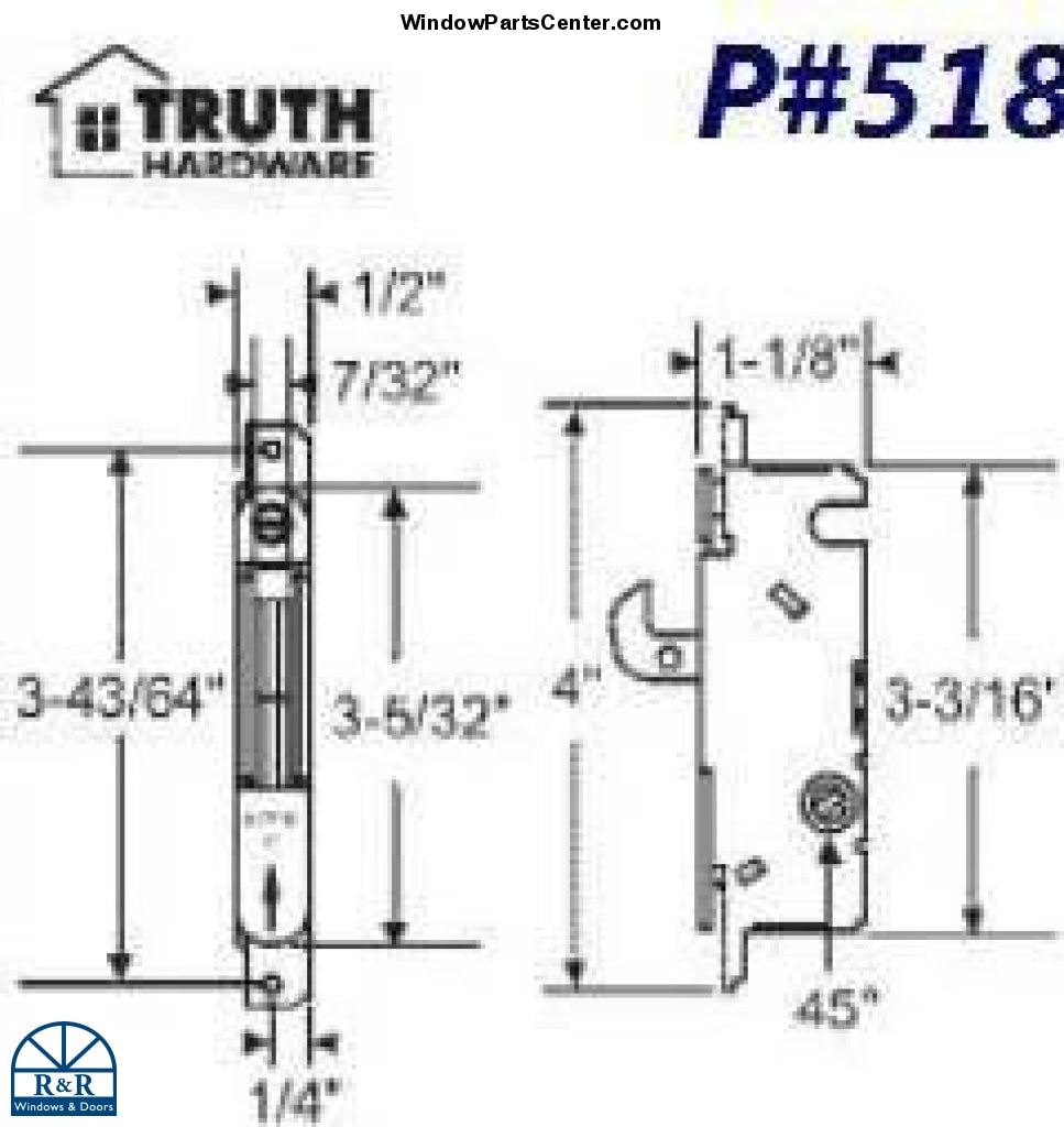 518 Surface Mount Single Point Mortise Lock