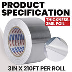 ADHES Heavy Duty Aluminum Foil Tape 3 Inch x 210 Feet(70 Yards) - size: 3in x 70yd