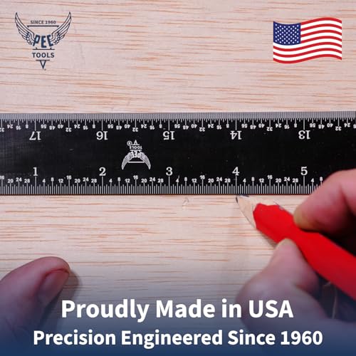 PEC Tools Made in USA 6 Inch Metal Ruler - color: Black Chrome-Flexible, size: 6"