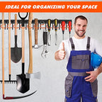 TVKB 17'' All Metal Garden Tool Organizer Adjustable Garage Tool Organizer Wall Mount Garage Organizers and Storage with Heavy Duty Hooks Tool Hangers for Garage Wall, Shed, Garden - size: 17inch