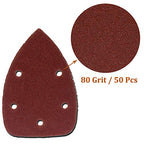 Mouse Detail Sander Sandpaper, 80 Grit, 5 Hole, 50 Pcs - size: 80 Grit - 50 Pcs