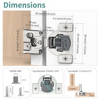 10 Pack 1/2" Overlay 3D Soft Close Hinges for Face Frame Kitchen Cabinet Door Hinges, 3 Way Adjust, Self Closing Concealed Cabinet Hinges-105 Degree