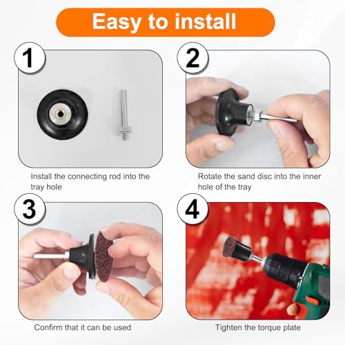 HARFINGTON 28pcs Quick Change Discs Set 2" Lock Sanding Discs with 1/4" Shank Pad Holder Coarse/Medium/Fine Grit Surface Conditioning for Polish Rust Removal - size: 2"