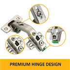 ANGSTROM 2-Pack Lazy Susan Cabinet Hinges, Full Overlay Concealed European Style for Outer Corner Door, 3D Adjustable Clip-On (135-Degree) - size: 135deg