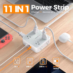 TESSAN Surge Protector Power Strip with 900J Surge Protection, 5 Ft, Grey - color: Grey with 20W PD, size: 5 feet