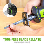 Greenworks 24V Brushless 1" Compact One-Handed Reciprocating Saw (3,000 SPM), Cordless Powered Variable Speed Recip Saw, 2.0Ah Battery and Compact Charger Included,‎ RSG404 - size: Brushless 1" One-Handed Recip Saw, style: 2.0Ah
