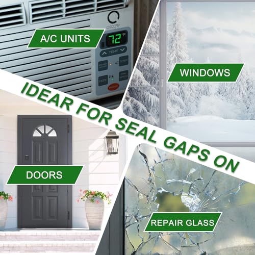 Qoqooice Transparent Window Weather Sealing Tape 2 in x 35 Yards Weather Stripping Residue Free Clear Window Draft Isolation Sealing Film Tape for Windows and Doors Gaps - size: 2 In * 35 Yards Clear