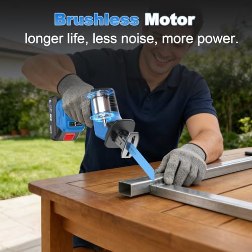 NANWEI Cordless Reciprocating Saw,Brushless Motor 3500RPM Variable Speed,Compatible with Makta 18V Batteries,Tool-Free Blade Change, LED Light,4 Blades For Wood/Metal/PVC Cutting (Battery Excluded)