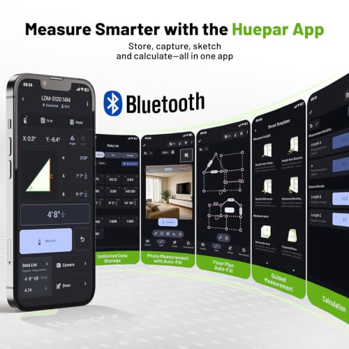 Huepar Bluetooth Green Laser Measuring Tool 330FT, S100-G-BT