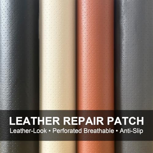 Qextce Perforated Leather Repair Patch Tape, Grey, 8x100 Inch - color: Grey, size: 8x100 inch
