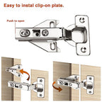 Probrico 8 Pairs（16 Pack） Kitchen Cabinet Hinges for Face Frame Cabinet, Concealed Cabinet Hinges Brushed Satin Nickel with Mounting Screws - size: 8 Pairs