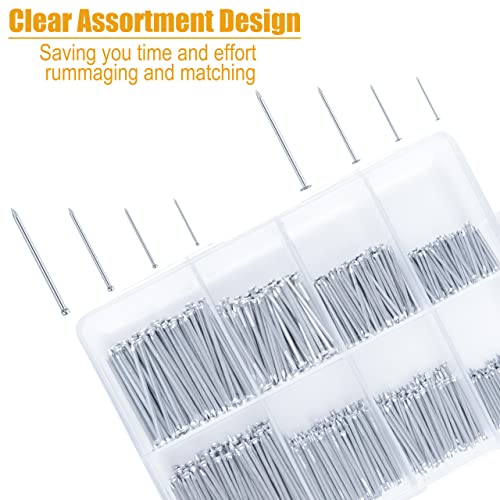 KURUI 700PCs Nails Assortment Kit & 8oz Hammer, Small Hammer for Hanging Wall Art Decor, Picture Frame, 350 Roofing/Wall Nails & 350 Finishing Nail