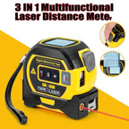 The 3-in-1 almighty laser measuring tools ruler,16Ft Ruler 131Ft Laser - color: Yellow, size: Laser 135 ft