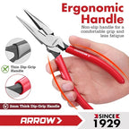 ARROW 8" High Leverage Needle Nose Pliers, Long Nose Pliers - size: 8 INCH