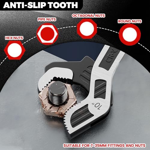 Pipe Wrench Set, 6” 8” 10” Self Adjusting Pipe Wrench, Multi-function Self-locking Pipe Vise Wrench Set, for 9/32" to 1-3/8" (7-35mm) Pipe Fittings, Standard Nuts and Irregular Nut - color: 6”+8”+10”