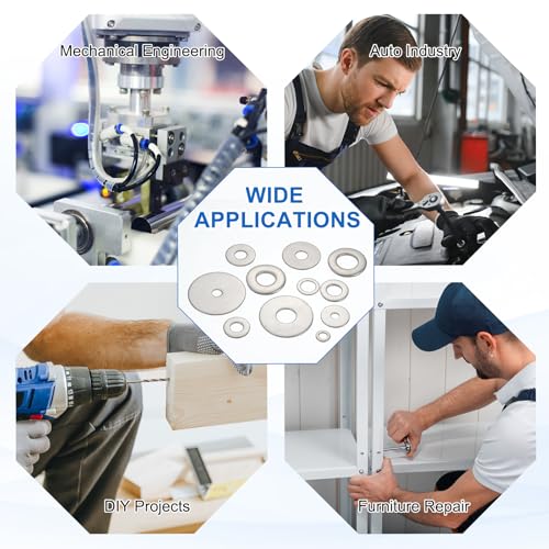 MECCANIXITY 5 Pcs M4 Stainless Steel Flat Washers Round Assortment Parts Spacers Assorted for Screws, Bolts, Plumbing, Automotive, Electrical 4.4mm ID 25mm OD 2mm Thick - size: M4, 4.4mm ID 25mm OD 2mm Thick