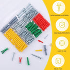 JEGONFRI 208PCS Drywall Anchors & Screws Kit, 4 Sizes, Wall Anchors