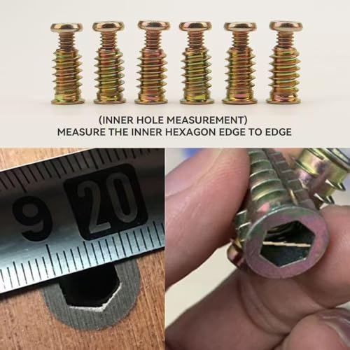 36pcs 1/4-20 x 3/4" Furniture Screw Nut Threaded Wood Insert, 36pcs 1/4-20 x 19/32" Wood Inserts Bolt Fastener Connector Hex Socket Drive Screw-in Nuts with Hex Spanner - size: 36pcs